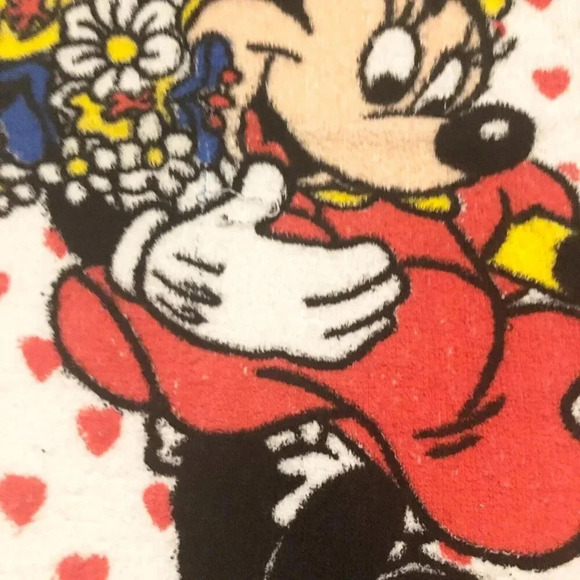 Vintage Disney Mickey Minnie Mouse Towel Hearts 51 x 24  Flaws - Picture 11 of 16